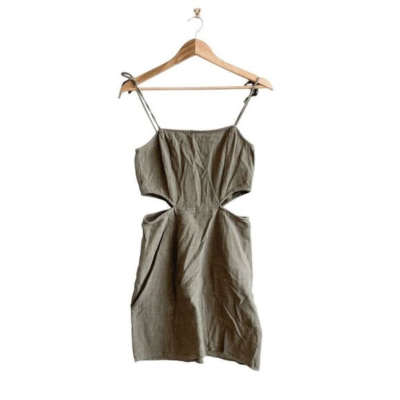 Noisy May Womens Cut-Out Mini Strap Dress Sleeveless Olive Green Size Small - Picture 1 of 8